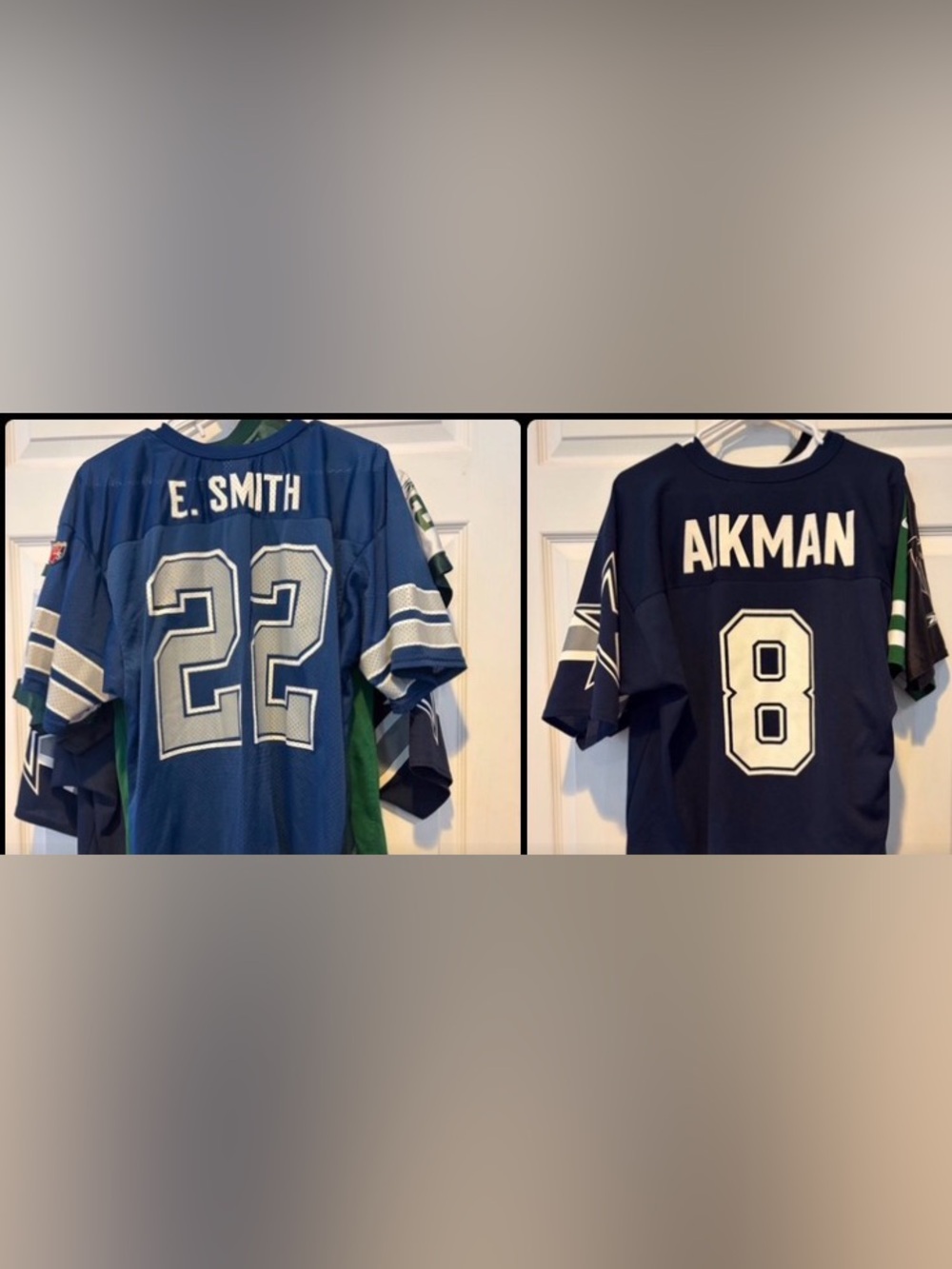NFL Dallas Cowboys Blue E. ISmith #22 & Aikman #8 vintage 90s Jerseys